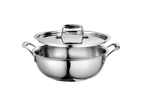 Aritisa Tri Ply Shallow Wok, 22cm with Lid
