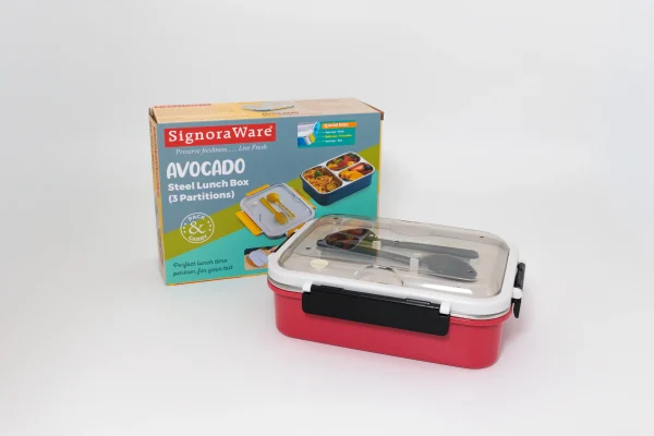 01 Avocado - Steel Lunch Box-2 Avocado Steel Lunch Box (3 Partitions)