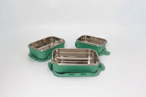 05 Lock 'n Store -Microsafe Steel (set)-12 Lock n' Store Microwave Safe Stainless Steel Set (3)