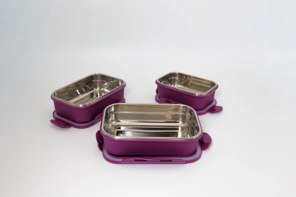 05 Lock 'n Store -Microsafe Steel (set)-16 Lock n' Store Microwave Safe Stainless Steel Set (3)