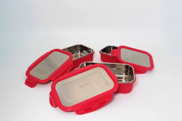 05 Lock 'n Store -Microsafe Steel (set)-3 Lock n' Store Microwave Safe Stainless Steel Set (3)