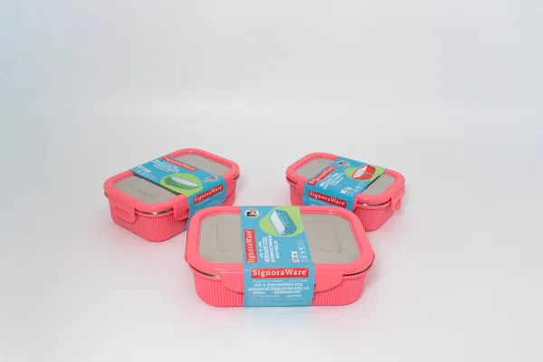 05 Lock 'n Store -Microsafe Steel (set)-6 Lock n' Store Microwave Safe Stainless Steel Set (3)