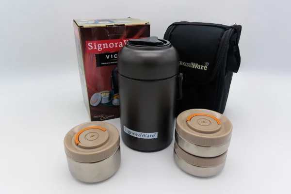 26 Victor - Vacuum Insulated Steel Lunch Box-2 Victor Vacuum Steel Lunch Box 3 Tier