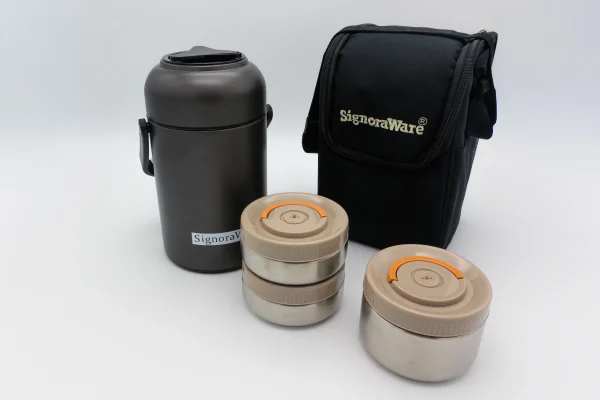 26 Victor - Vacuum Insulated Steel Lunch Box-3 Victor Vacuum Steel Lunch Box 3 Tier